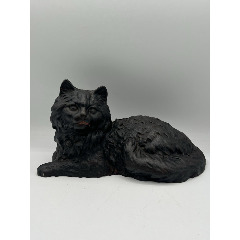 Antique Cast Iron Black Persian Cat Doorstop